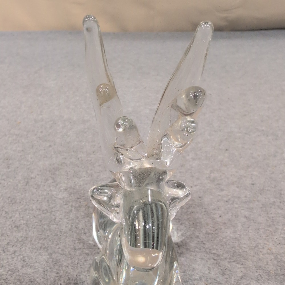 Vintage Silvestri Mouth‎ Blown Clear Glass Reindeer Resting Figurine Decor - Picture 6 of 7